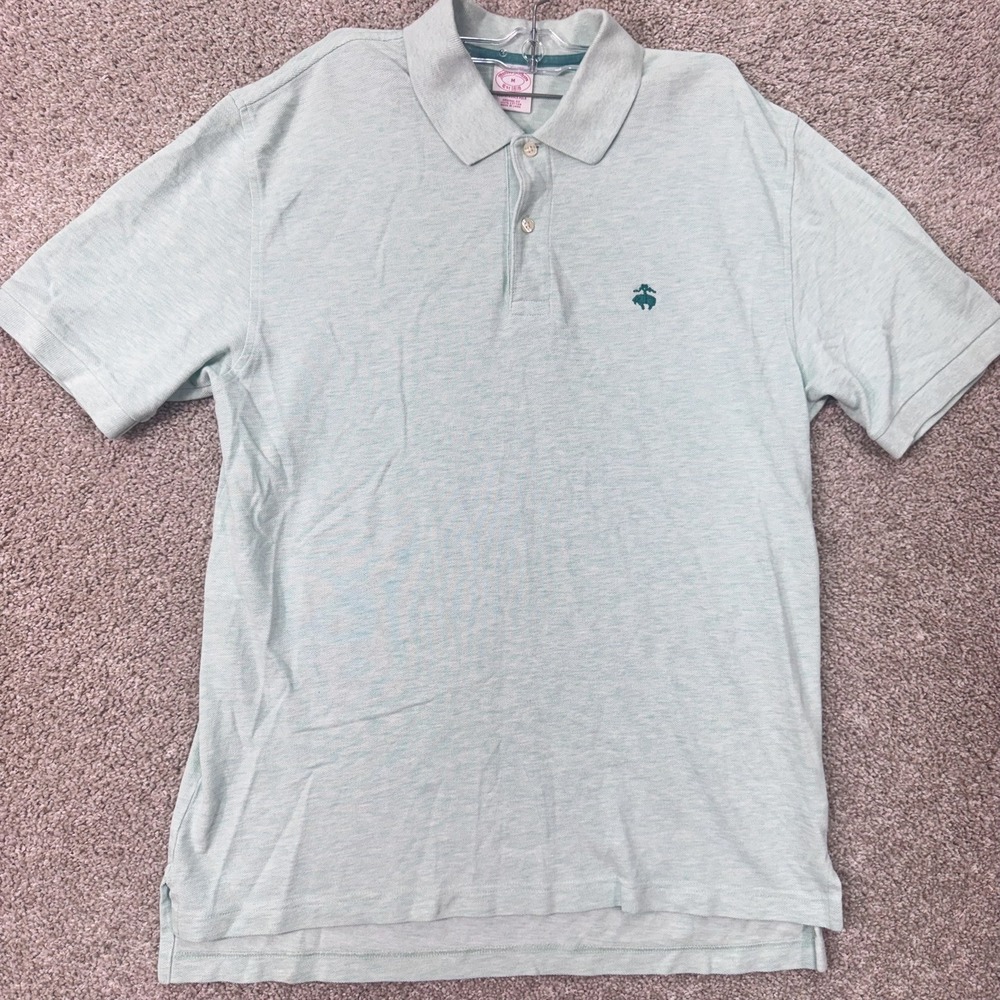 Brooks Brothers Polo Shirt Mens M Performance Polo Light Green Original Fit EUC